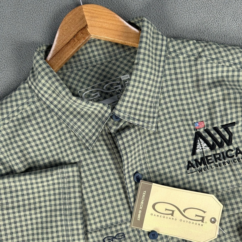 GameGuard Shirt Mens Large Green Vented Tekcheck Performance Fishing‎ UPF New